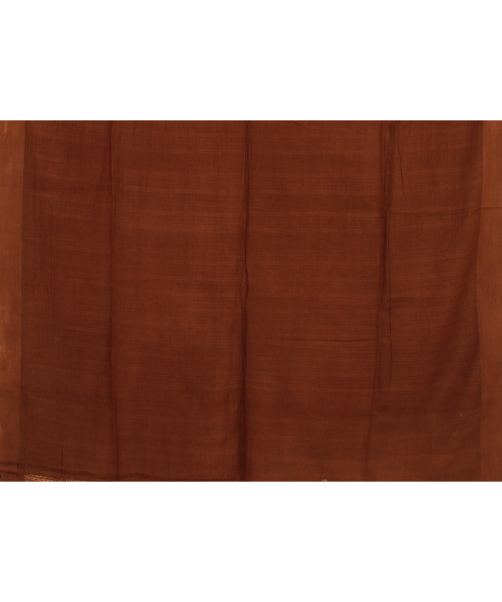 Brown white handloom cotton bengal saree