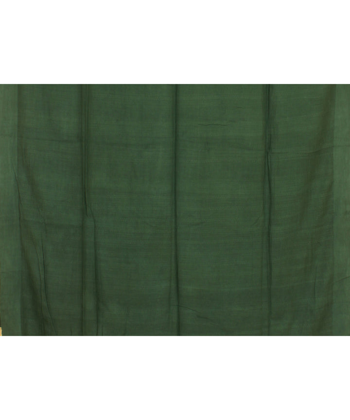 Dark green white handloom cotton bengal saree