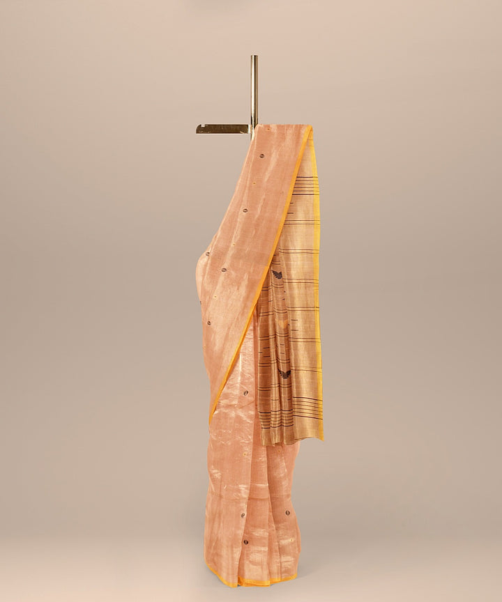 Cream yelow handloom cotton bengal saree