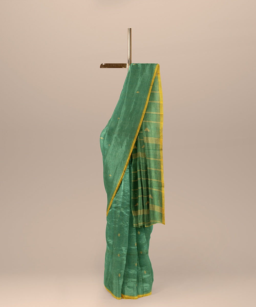 Light green yellow cotton handloom bengal saree