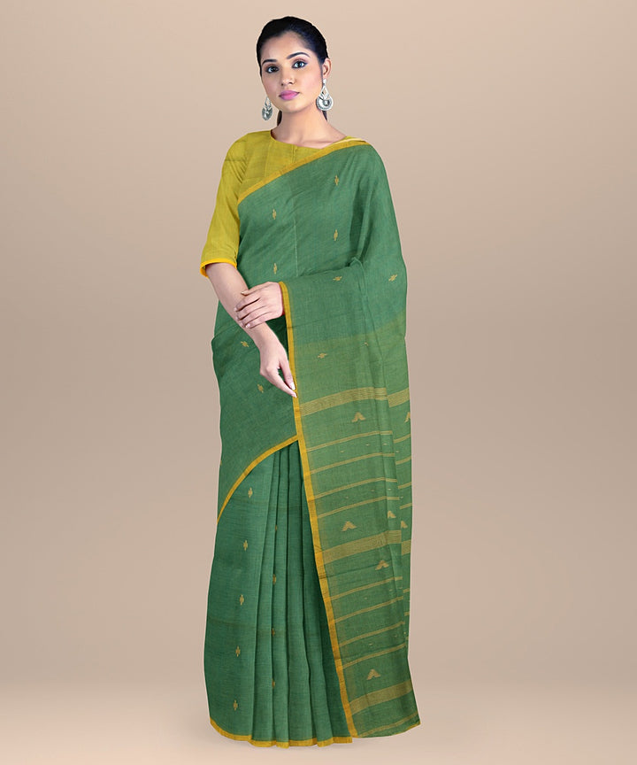 Light green yellow cotton handloom bengal saree