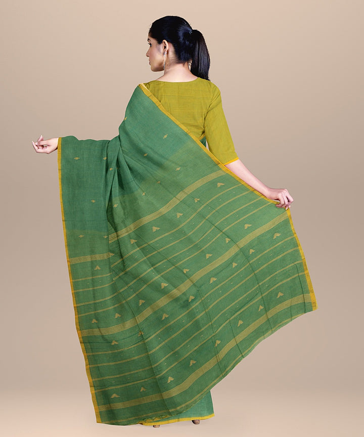 Light green yellow cotton handloom bengal saree