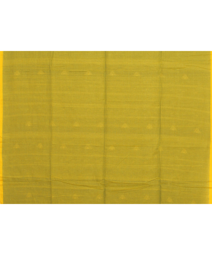 Dark green yellow cotton handloom bengal saree