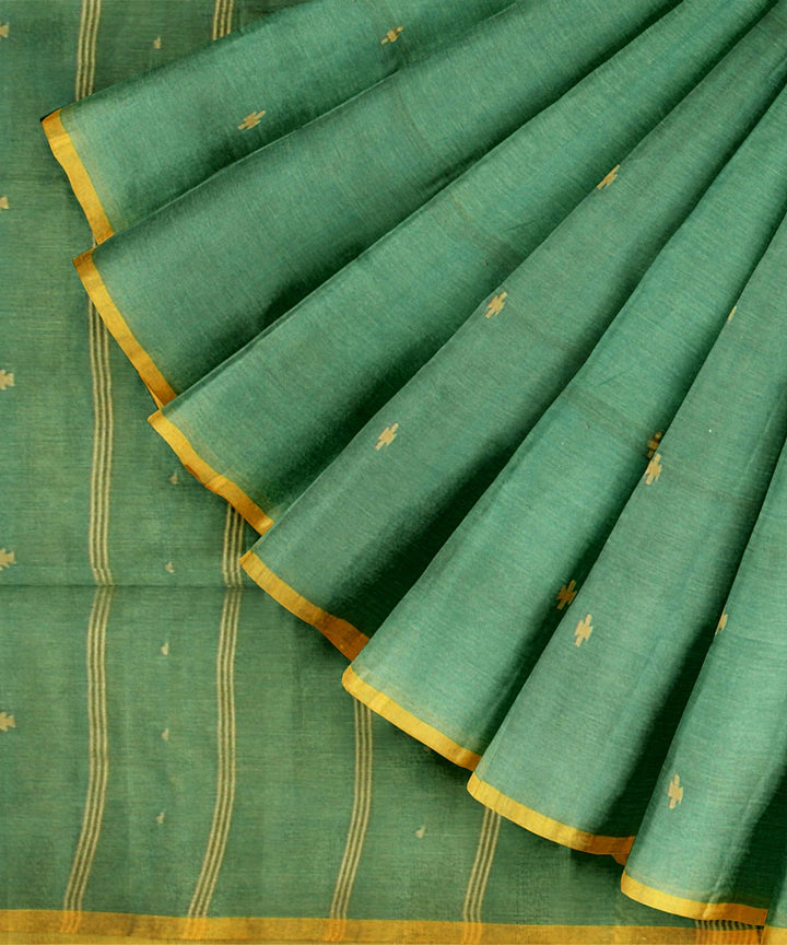 Light green yellow handloom cotton bengal saree