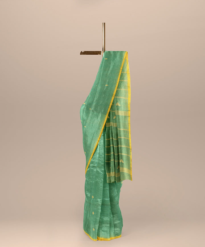 Light green yellow handloom cotton bengal saree