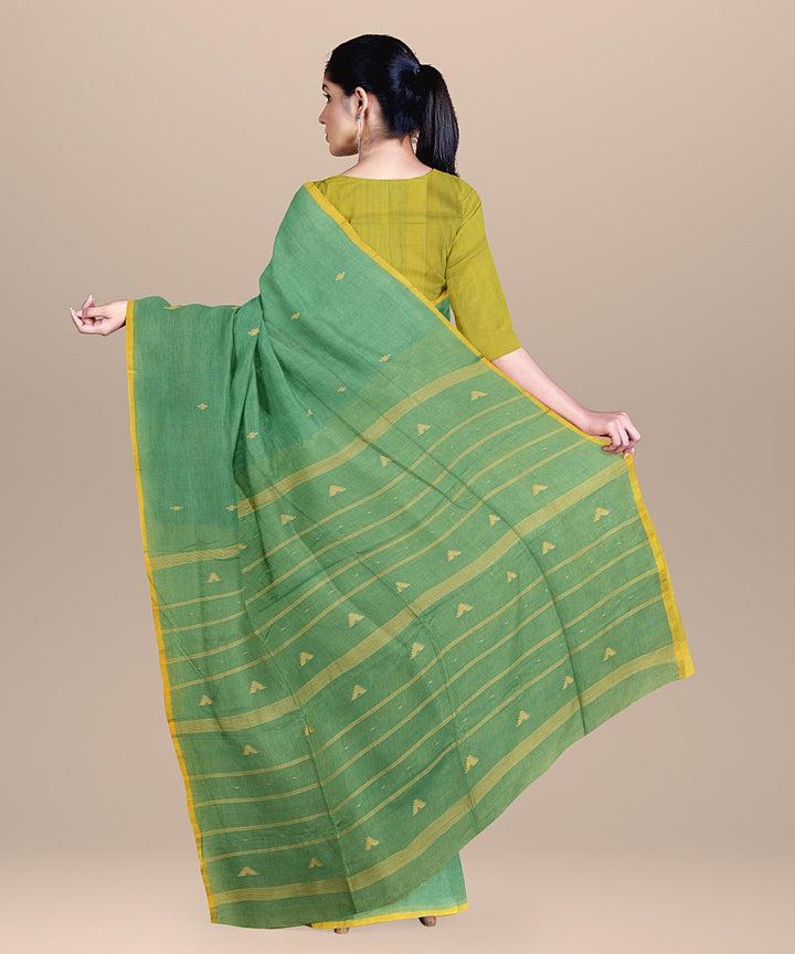 Light green yellow handloom cotton bengal saree