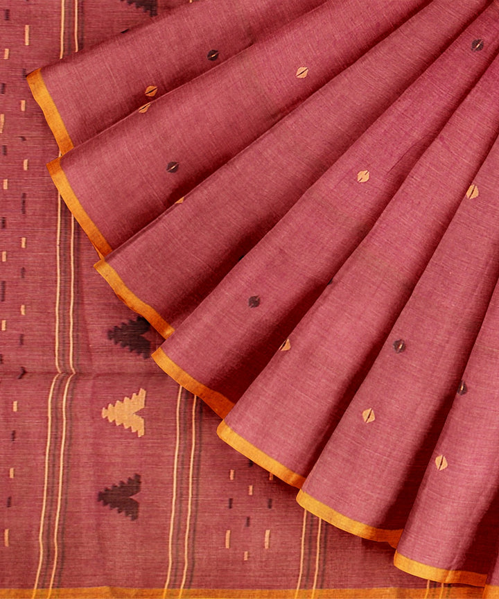 Purple yellow cotton handloom bengal saree