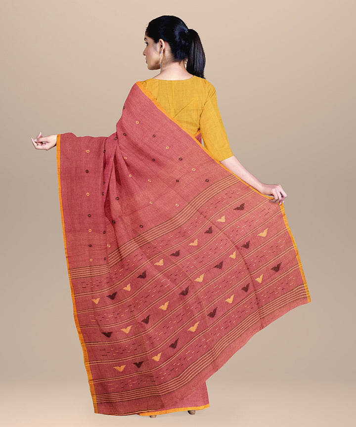 Purple yellow cotton handloom bengal saree