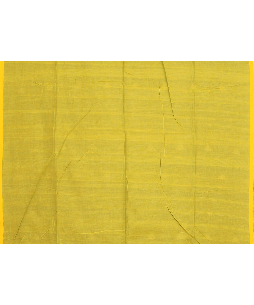 Dark green yellow handloom cotton bengal saree