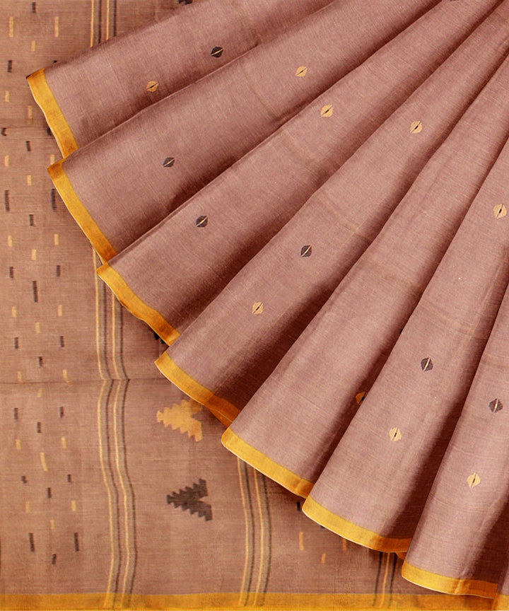 Light purple yellow handloom cotton bengal saree