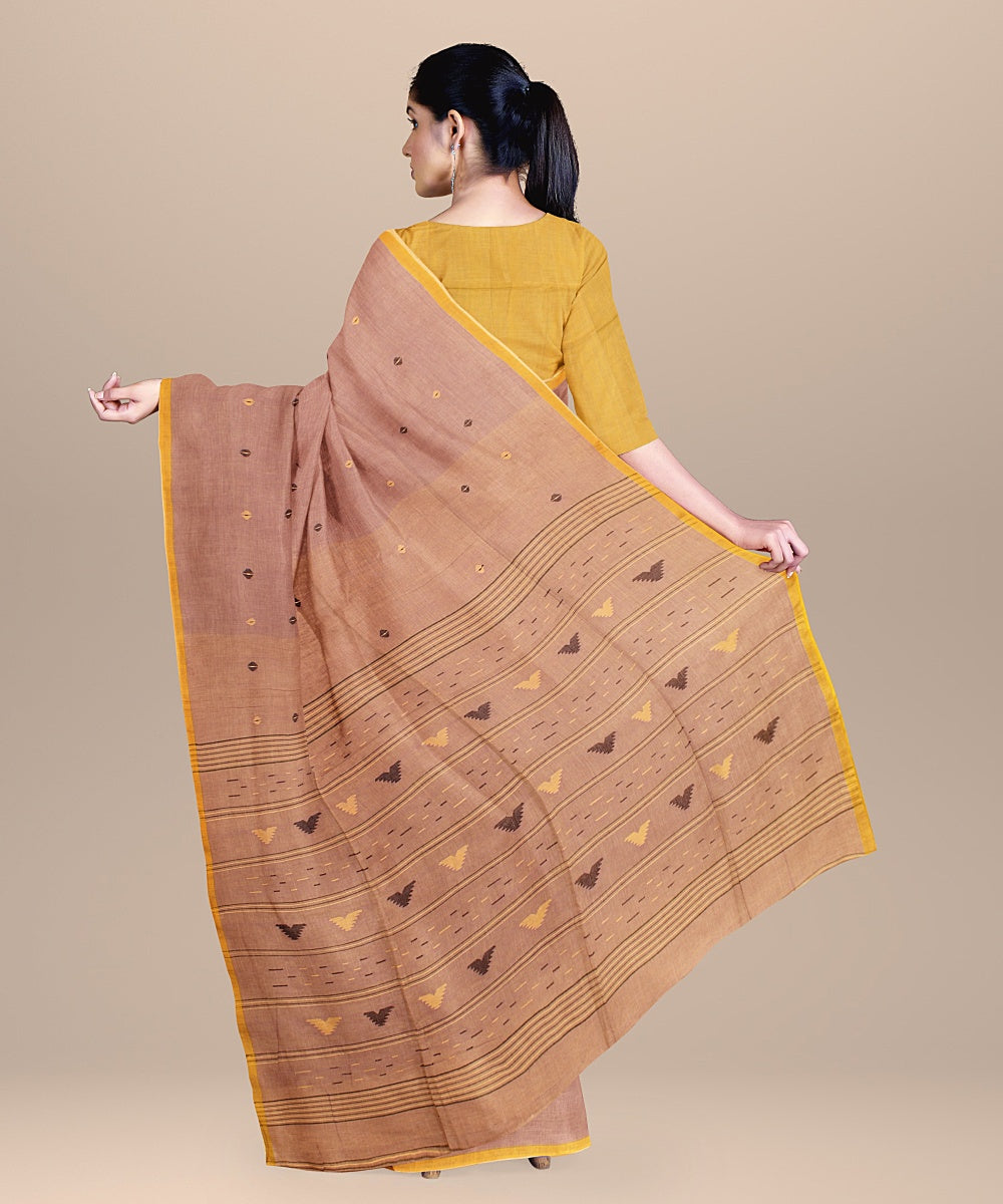 Light purple yellow handloom cotton bengal saree