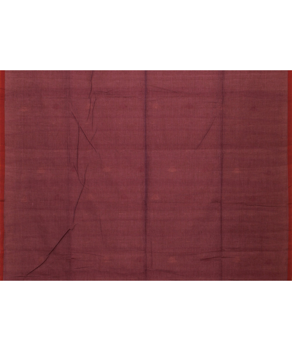 Beige rust handloom cotton bengal saree