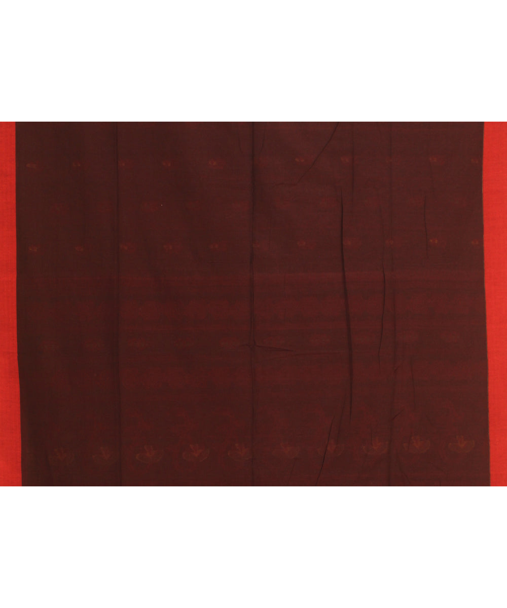 Maroon red handloom cotton bengal saree