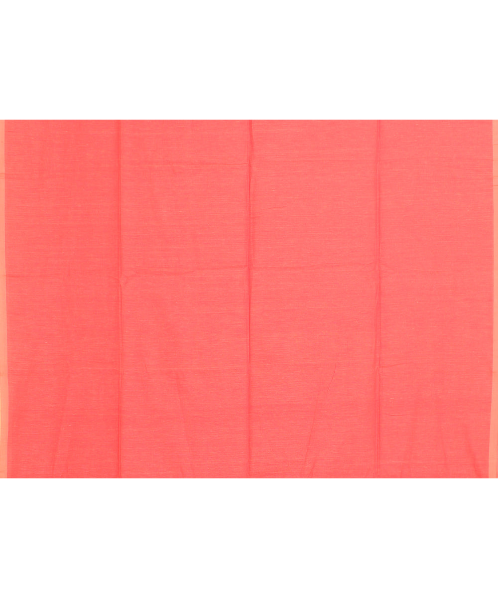 Pink red handwoven cotton bengal saree