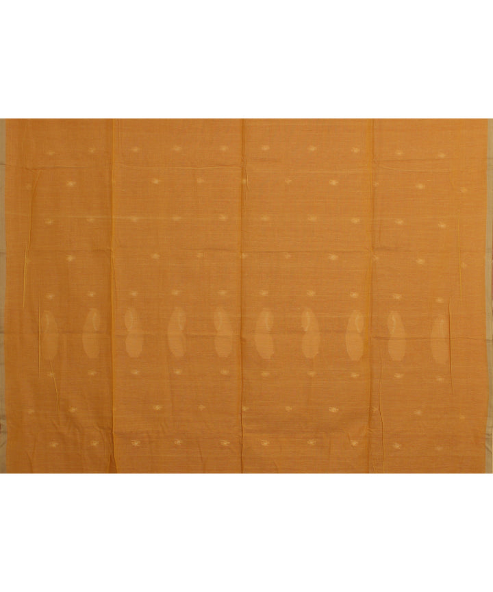 Peach white handloom cotton bengal saree