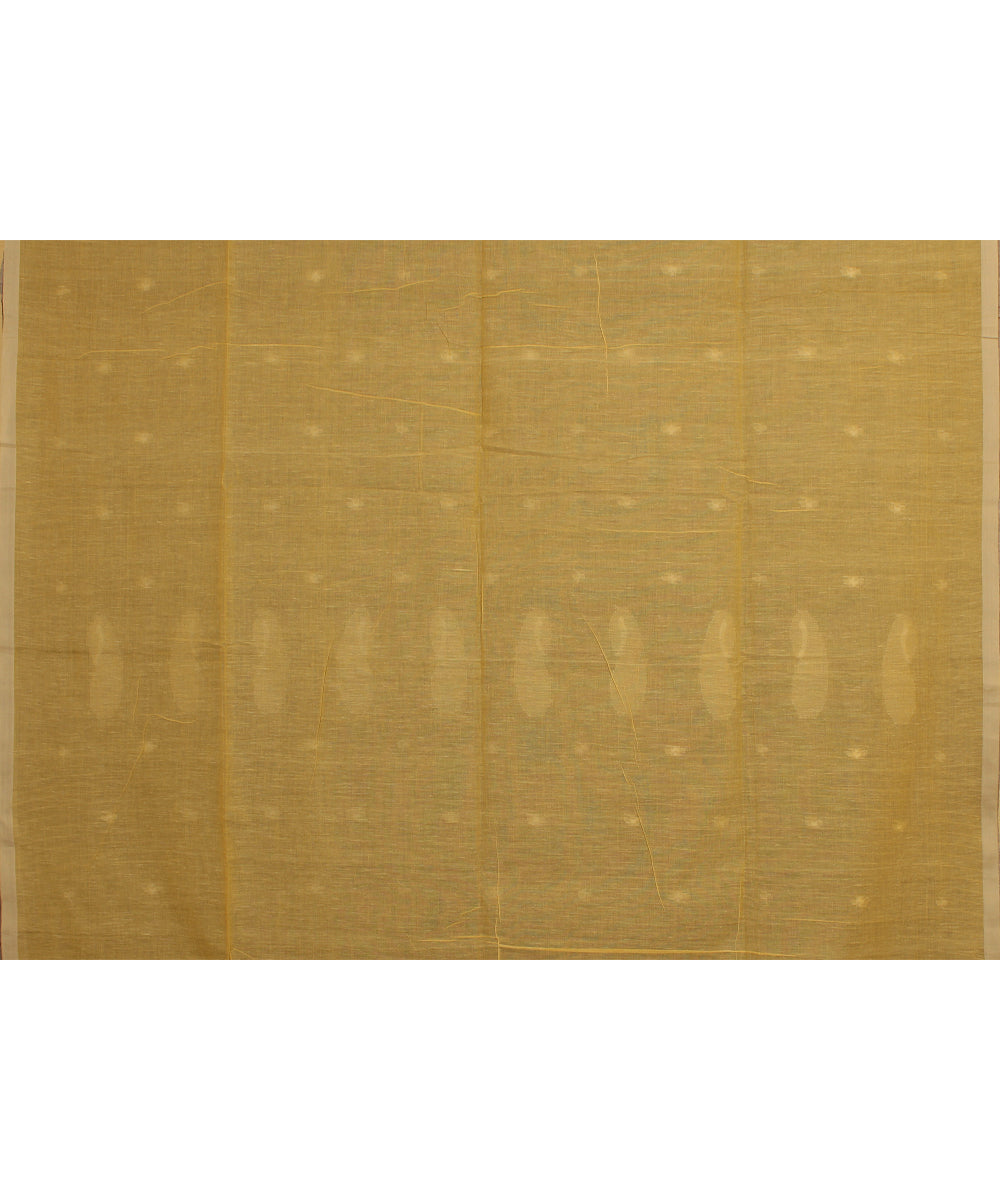 Grey offwhite handloom cotton bengal saree