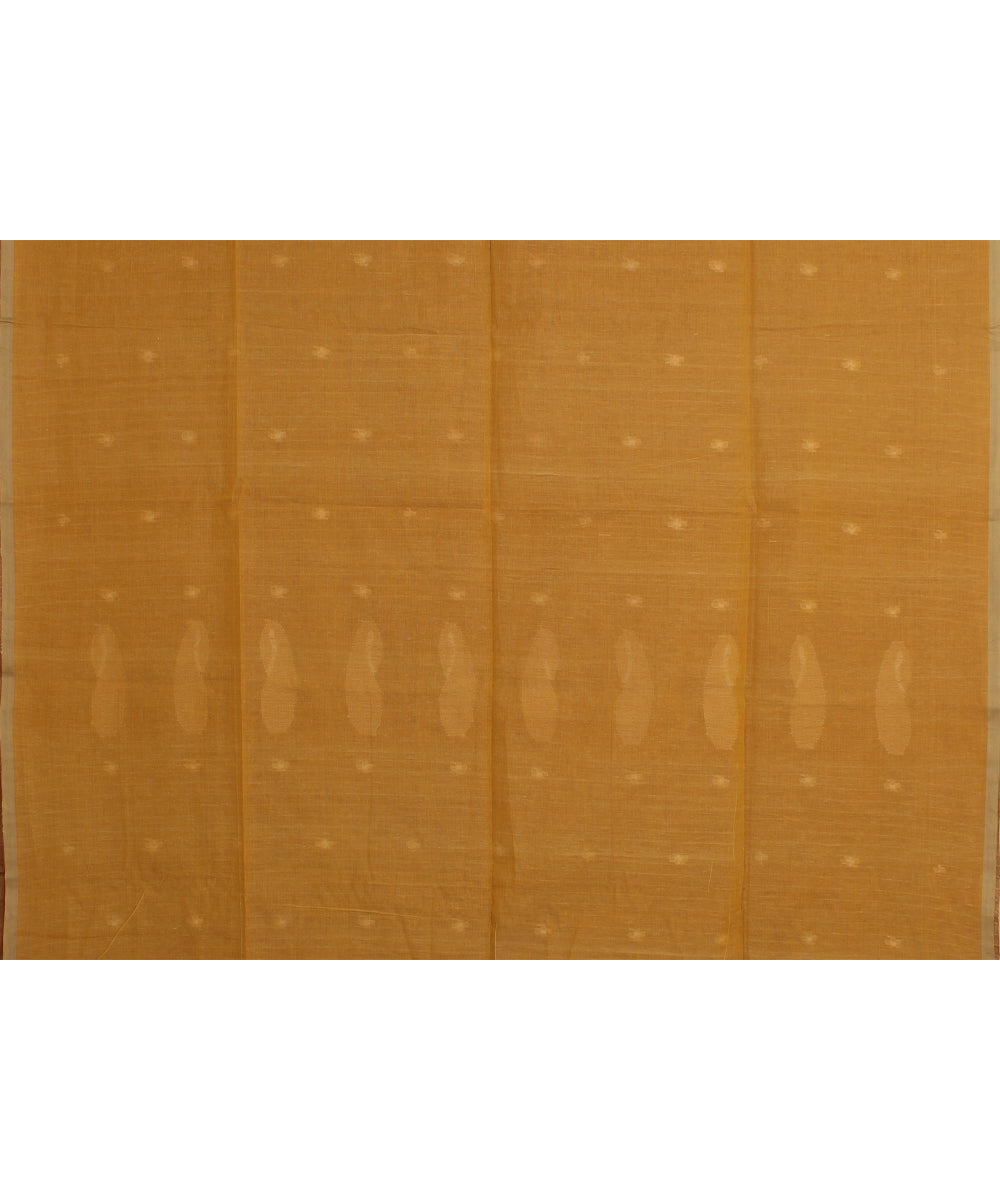 Brown offwhite handloom cotton bengal saree