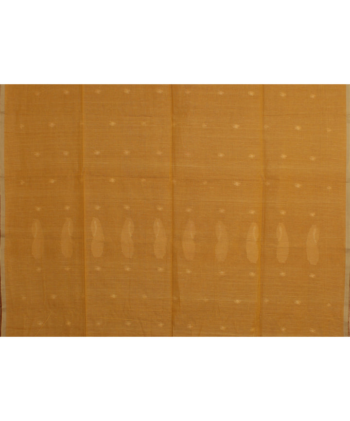 Brown offwhite handloom cotton bengal saree