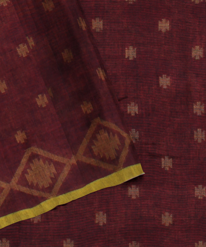 Dark brown coffee handloom cotton bengal saree