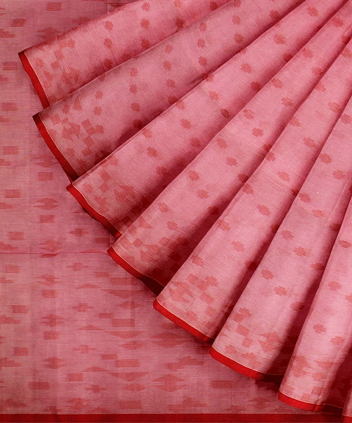 Pink red handwoven bengal cotton saree