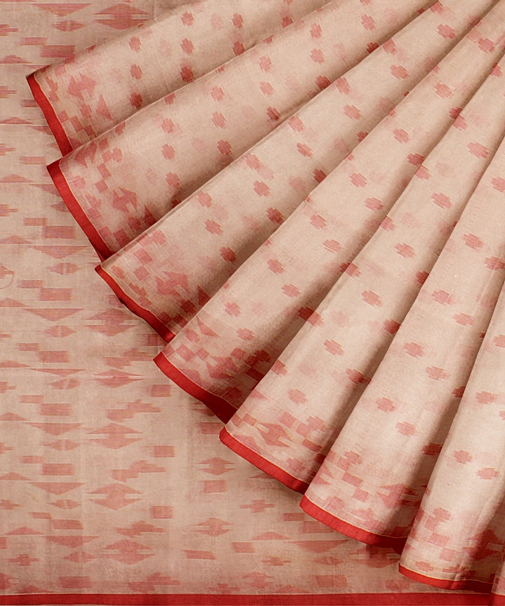 White red cotton handloom bengal saree