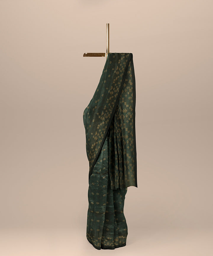 Dark green handloom cotton bengal saree