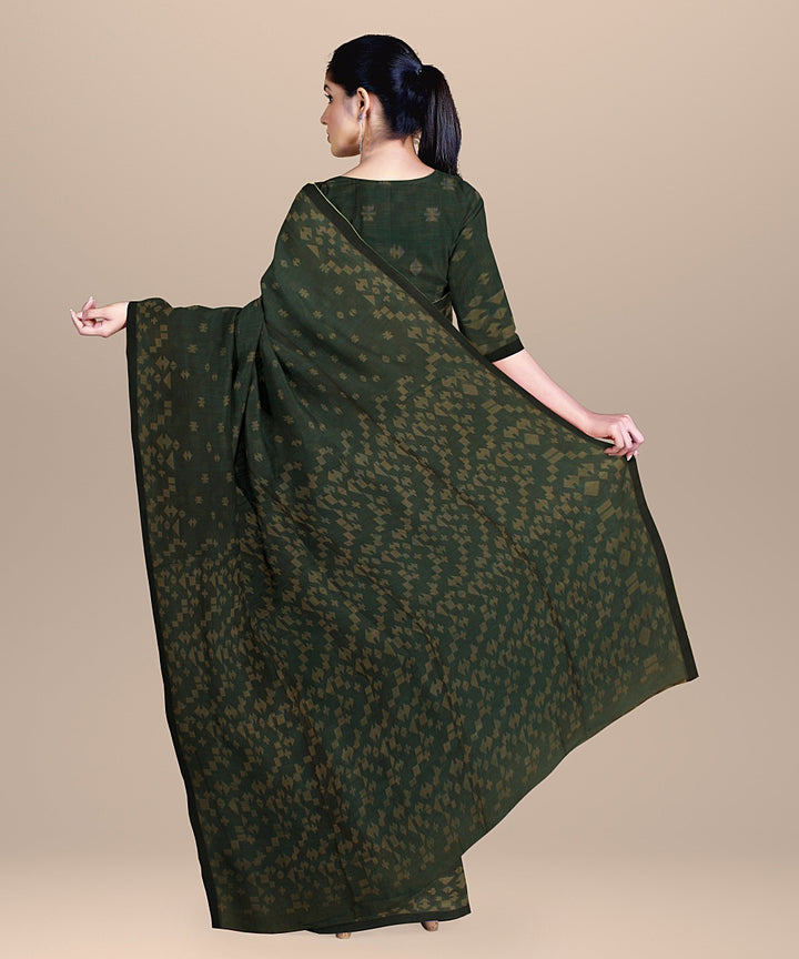 Dark green handloom cotton bengal saree