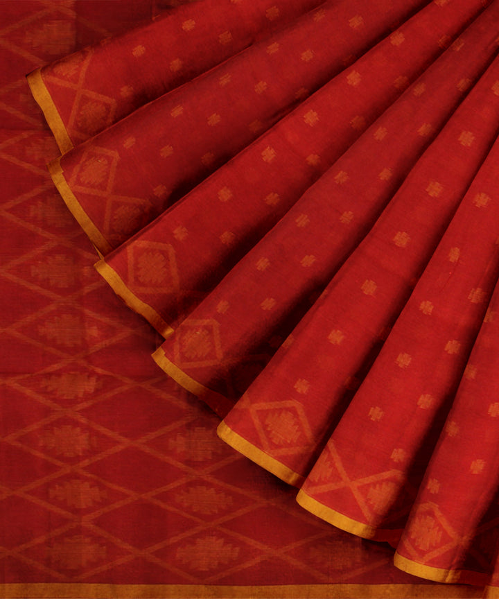 Red yellow cotton handloom bengal saree