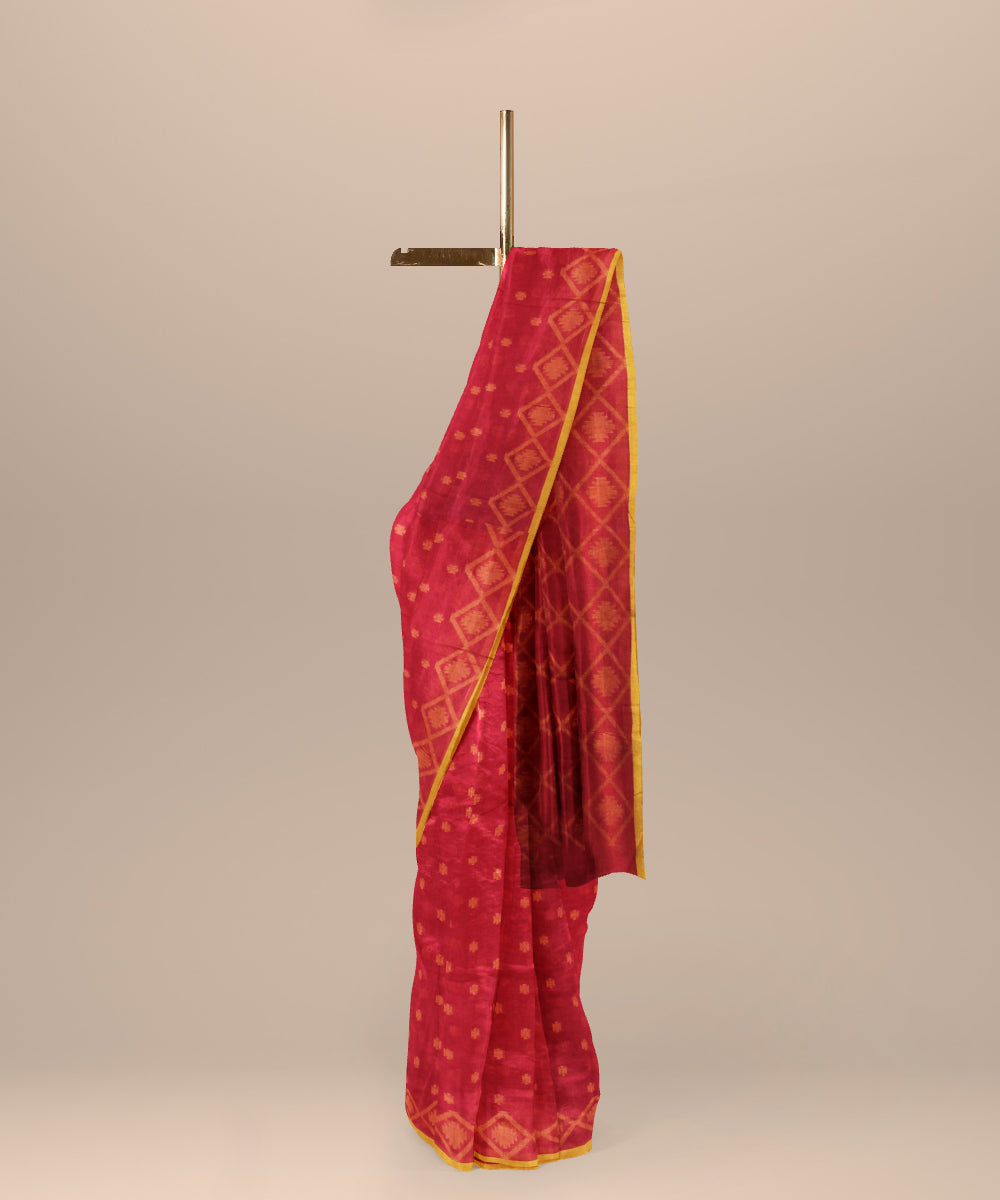 Red yellow cotton handloom bengal saree