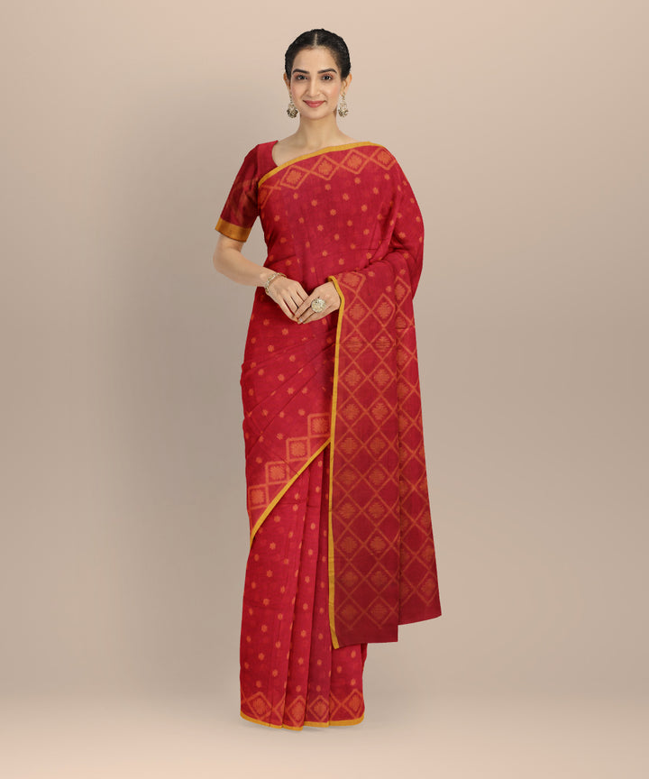 Red yellow cotton handloom bengal saree