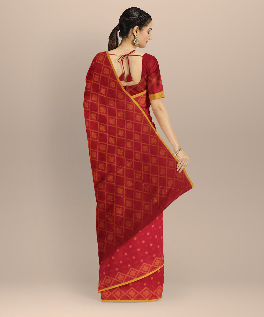 Red yellow cotton handloom bengal saree