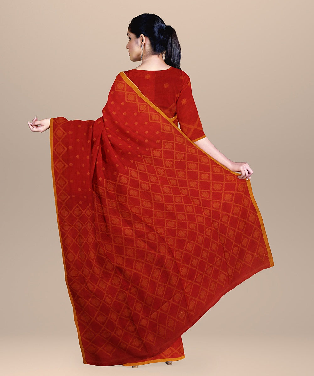 Red yellow cotton handloom bengal saree