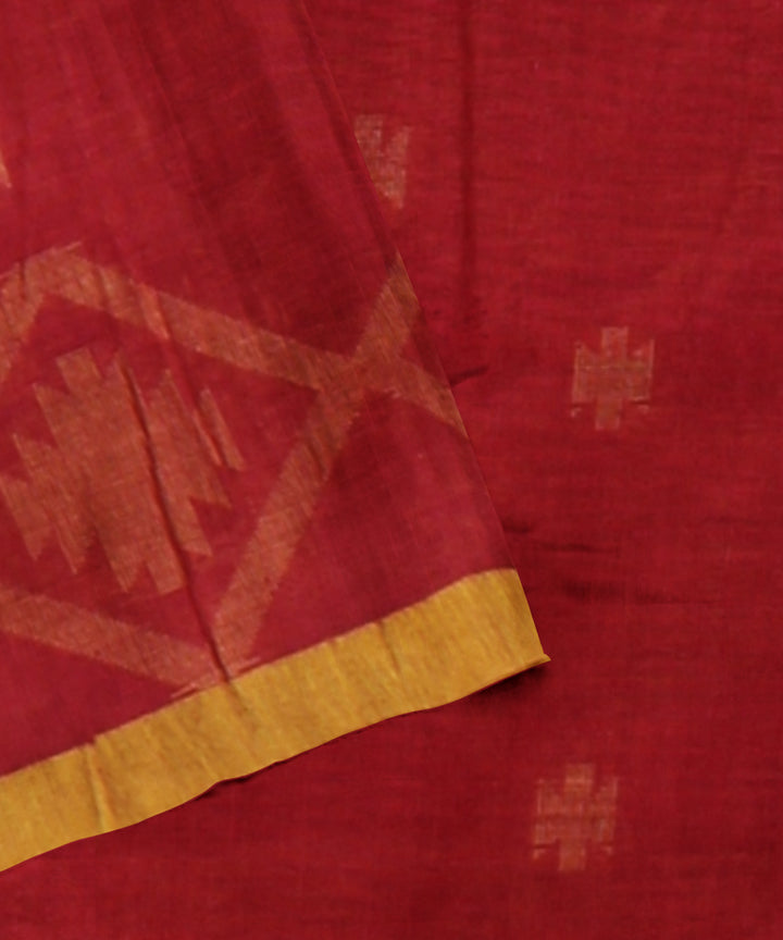 Red yellow cotton handloom bengal saree