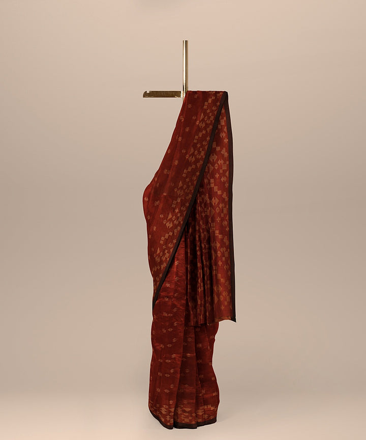 Dark brown coffee handloom cotton bengal saree