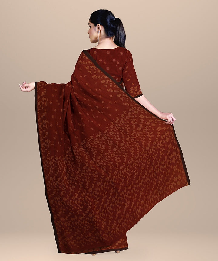 Dark brown coffee handloom cotton bengal saree