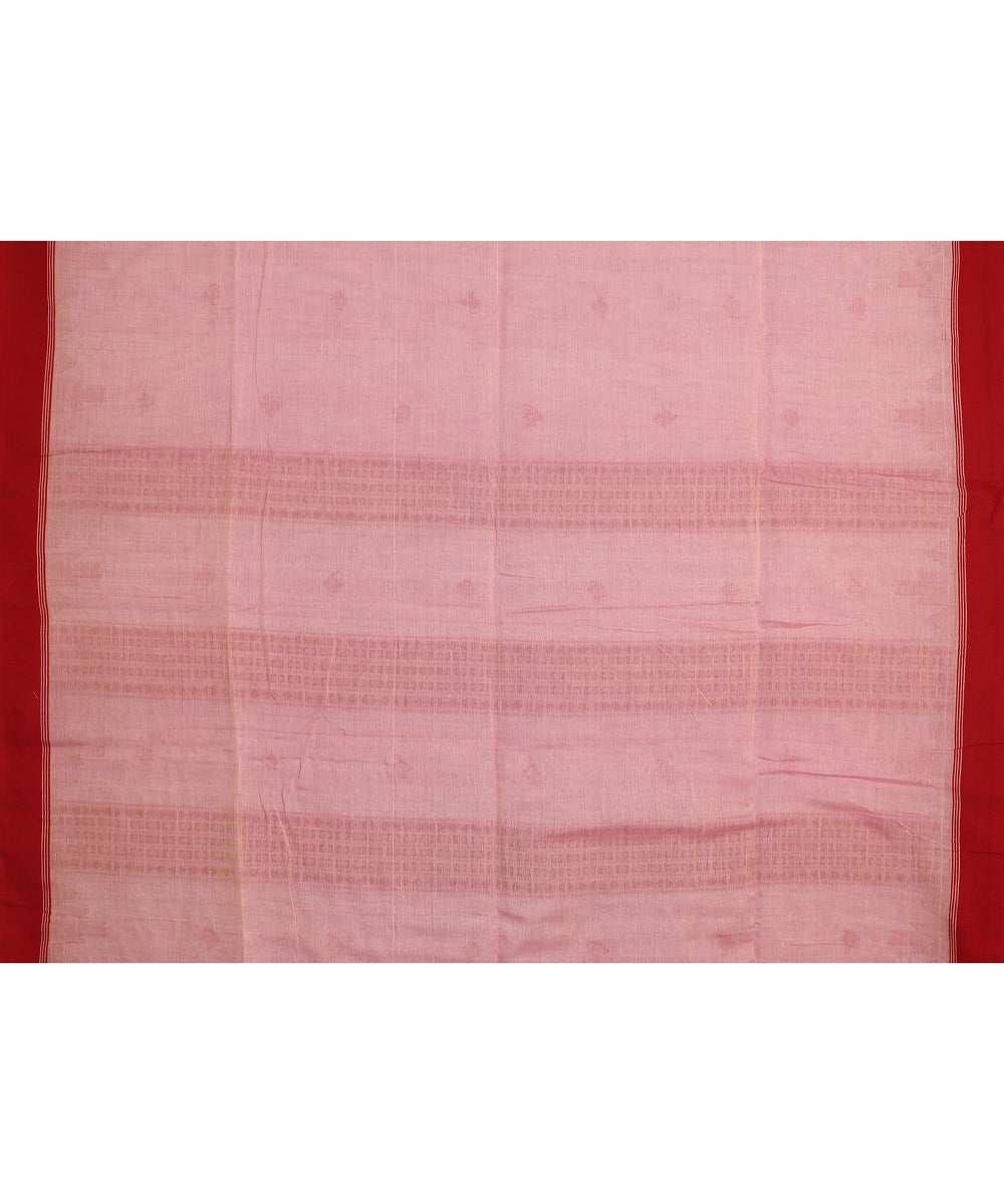 Pink red handloom cotton bengal saree