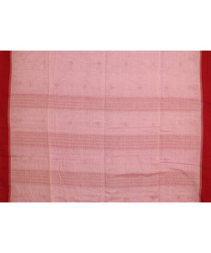 Pink red handloom cotton bengal saree