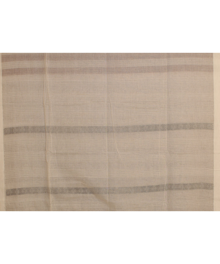 White brown handloom cotton bengal saree