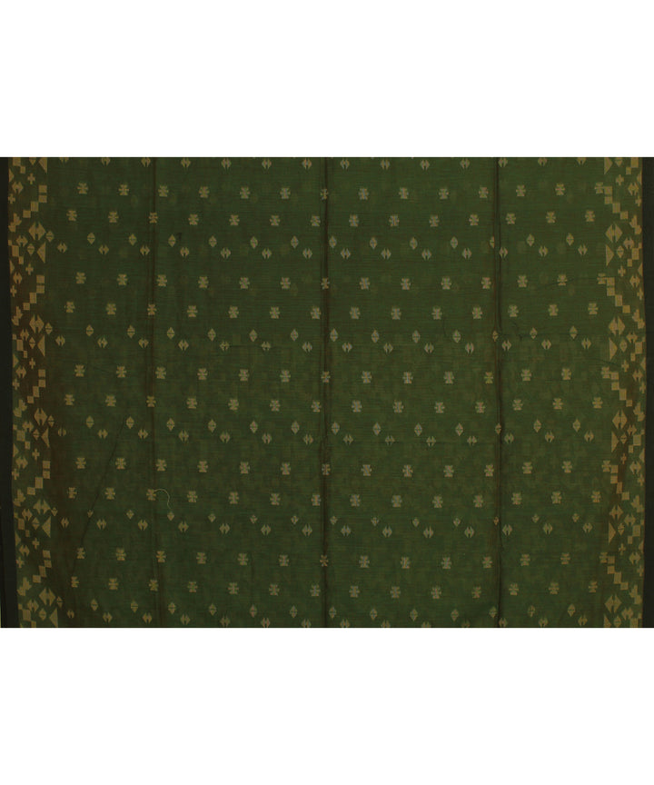 Dark green golden handloom cotton bengal saree