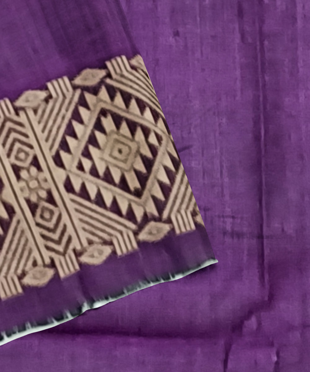 Purple grey handloom assam eri silk saree