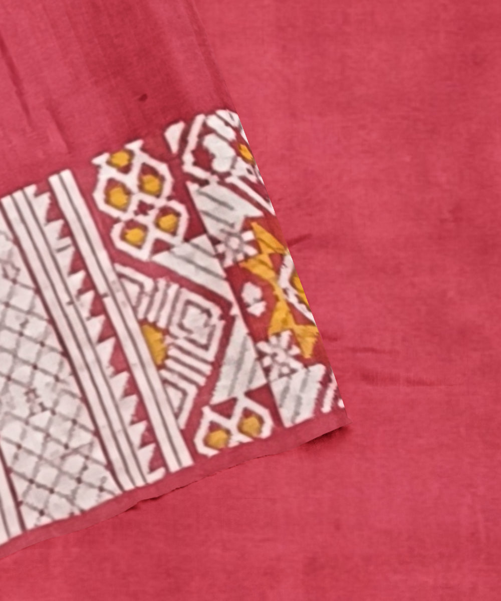 Pink grey eri silk handwoven assam saree