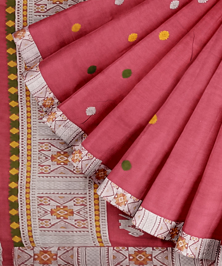 Pink grey eri silk handwoven assam saree