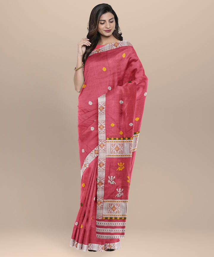 Pink grey eri silk handwoven assam saree