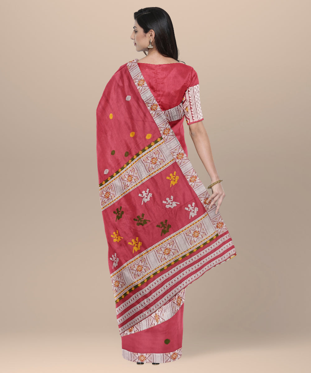 Pink grey eri silk handwoven assam saree