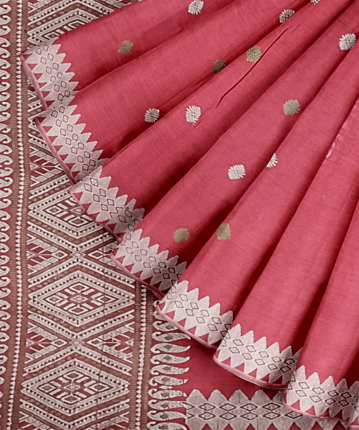 Pink grey handwoven assam eri silk saree