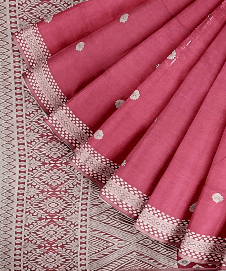 Pink grey handloom assam eri silk saree