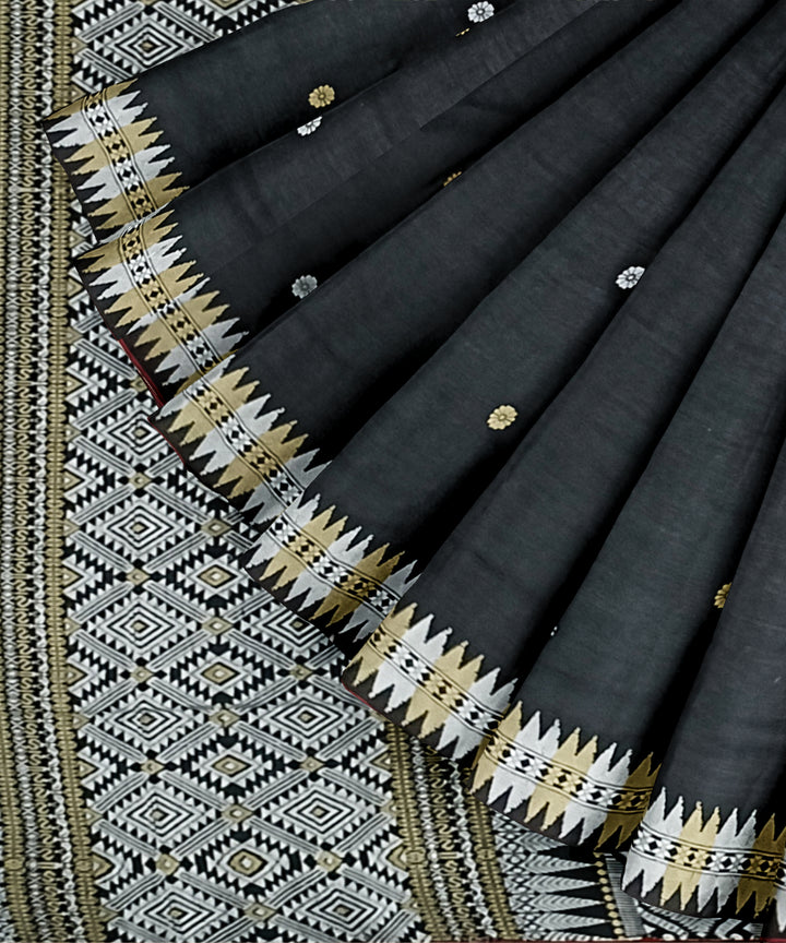 Black grey eri silk handloom assam saree