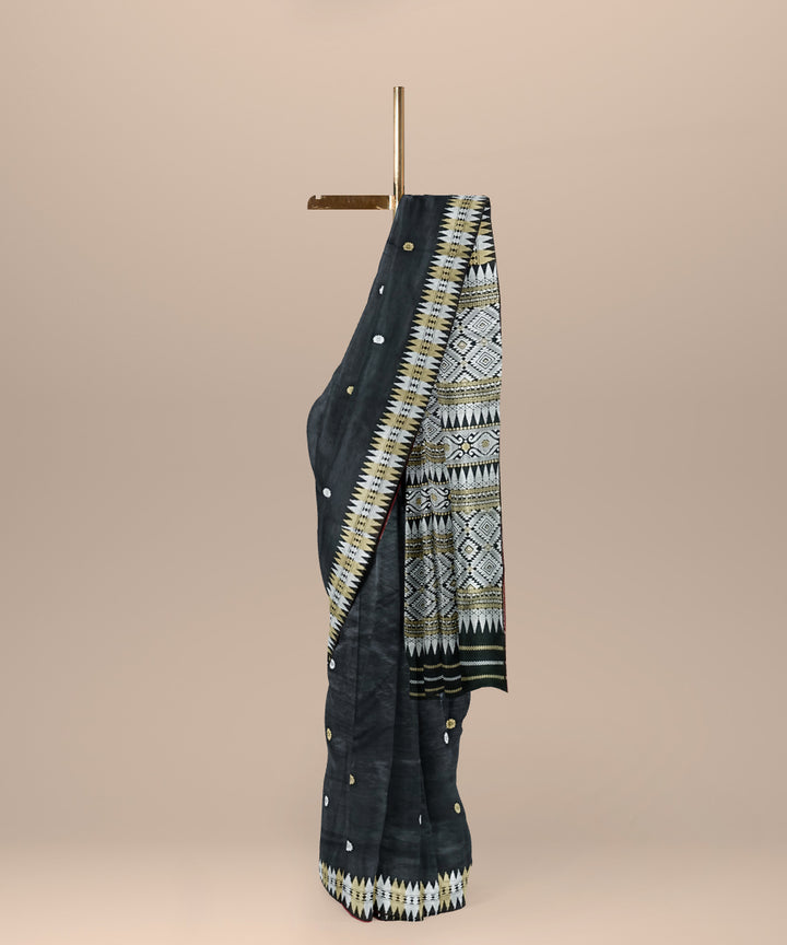 Black grey eri silk handloom assam saree