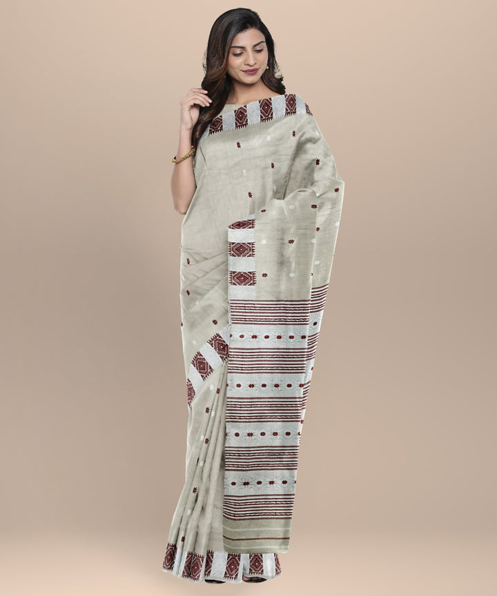 Grey peach eri silk handloom assam saree