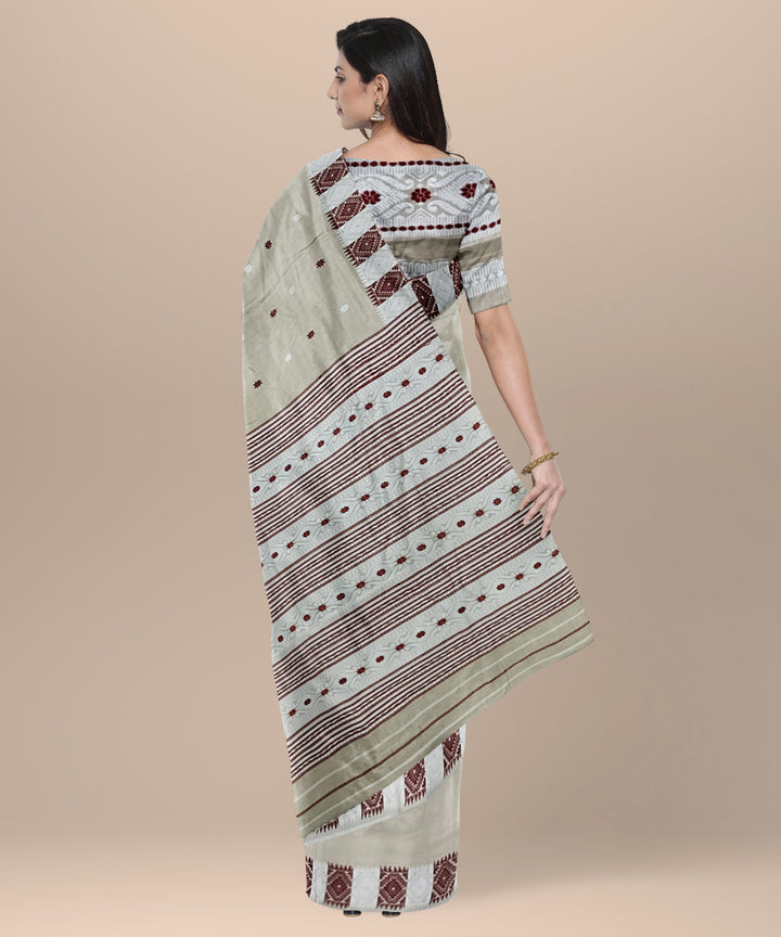 Grey peach eri silk handloom assam saree